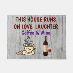 Paillasson Amour rire café et vin Door Mat