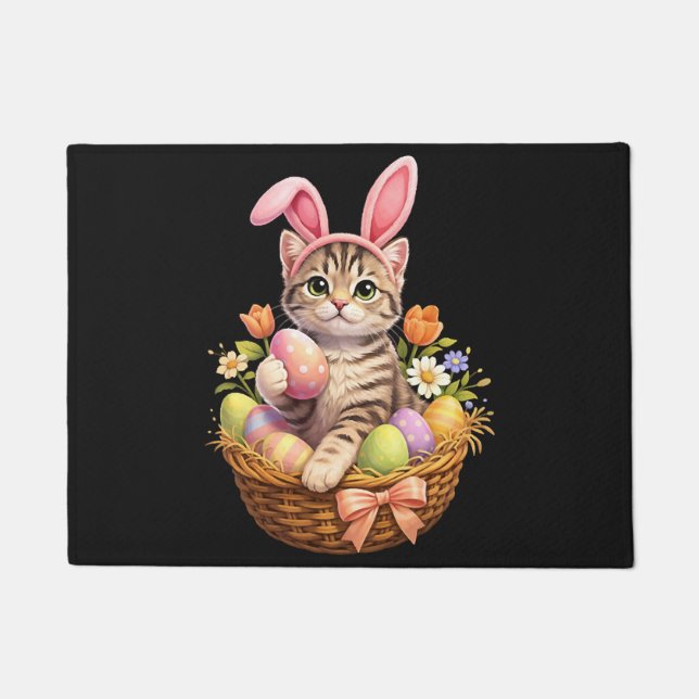 Paillasson Amoureux de chatons mignons Joyeuses Pâques Chat (Devant)