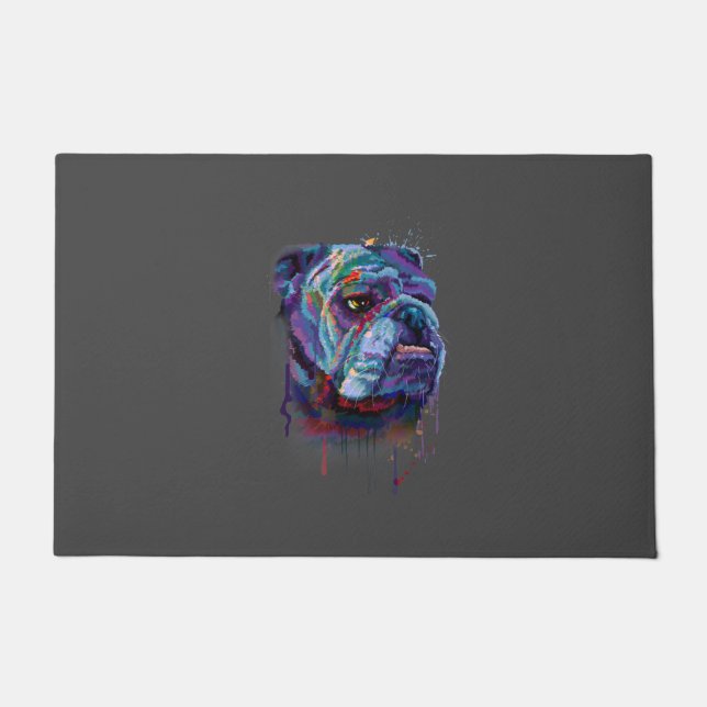 Paillasson amoureux de les chiens | Français Cadeau Bulldog F (Devant)