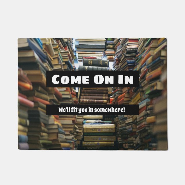 Paillasson Amoureux de livres amusants bienvenue avec des pil (Devant)