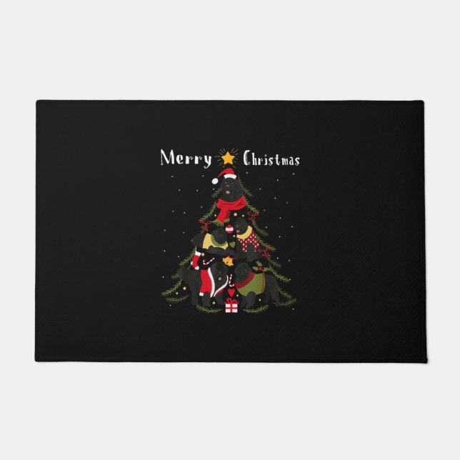 Paillasson Amoureux des chiens de Noël de Terre-Neuve (Devant)