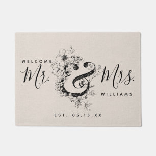Paillasson Ampersand botanique nouvellement marié M. & Mme No