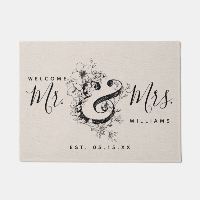 Paillasson Ampersand botanique nouvellement marié M. & Mme No (Devant)