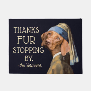 Paillasson Amusante fille de chien avec un jeu de fourrure de