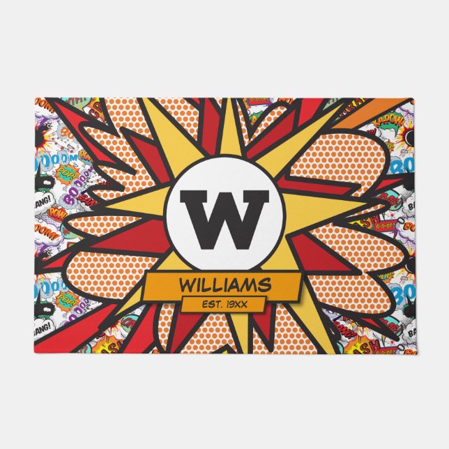 Paillasson Amusants Moderne Nom de famille Monogramme Comédie (Devant)