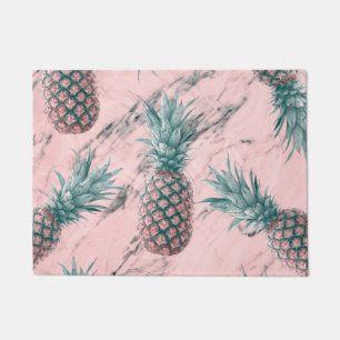 Paillasson Ananas et marbre rose tourbillon chic tropical mod