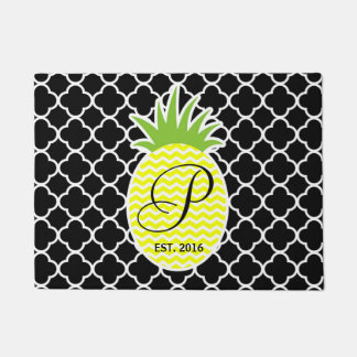 Paillasson Ananas et Quatrefoil noir