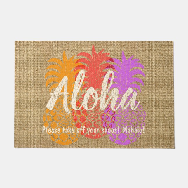 Paillasson Ananas tropical hawaïen de Momona Aloha (Devant)