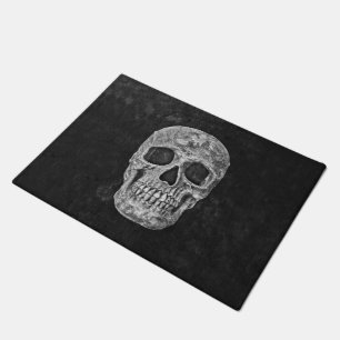 Paillasson Ancien Grunge Gothique Crâne Texture Noire Et Bla