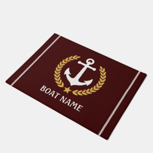 Paillasson Ancre à thème nautique Gold Laurel Star Nom du b