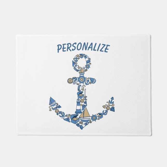 Paillasson Ancre de voilier nautique Phare inhabituel (Devant)