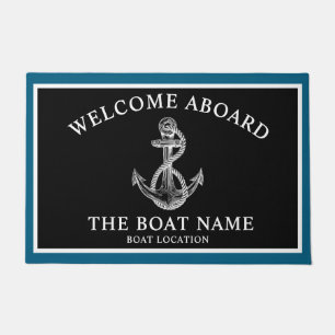 Paillasson Ancre nautique bateau et nom du capitaine, cadeaux