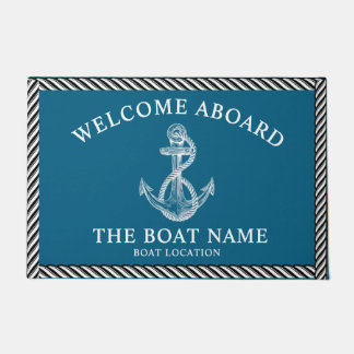 Paillasson Ancre nautique bateau et nom du capitaine, cadeaux