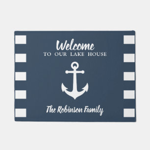 Paillasson Ancre Vintage nautique Bienvenue Nom de la maison 