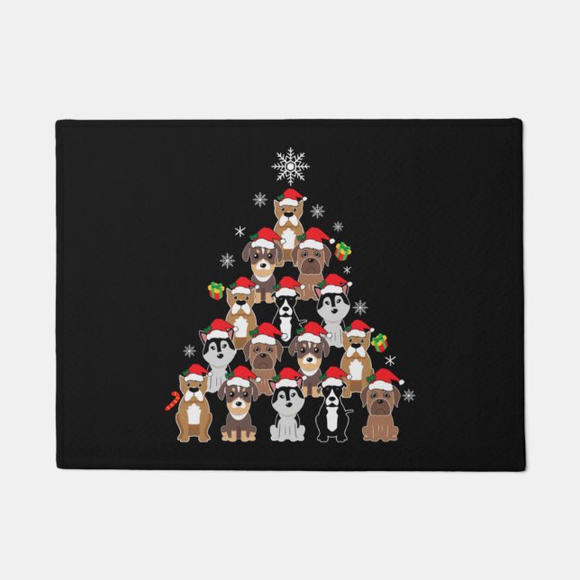 Paillasson Animal assis dans la neige avec lumières Noël Père (Devant)