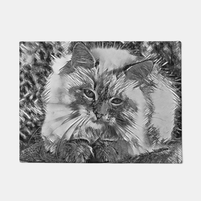 Paillasson AnimalArtBW_Cat_07 (Devant)