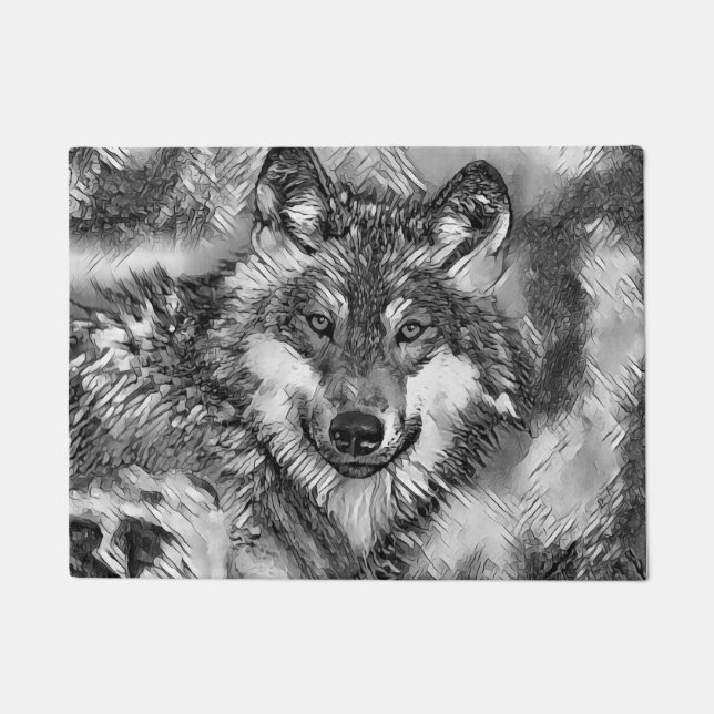 Paillasson AnimalArtBW_Loup_001 (Devant)