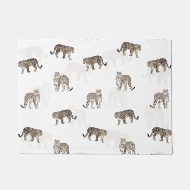 Paillasson Animaux de la jungle du léopard blanc moderne (Devant)