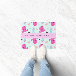 Paillasson Animaux de mer, poulpe, méduse, Coeurs, Votre nom