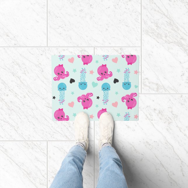 Paillasson Animaux de mer, Vie de mer, poulpe, méduses, Coeur (Intérieur)