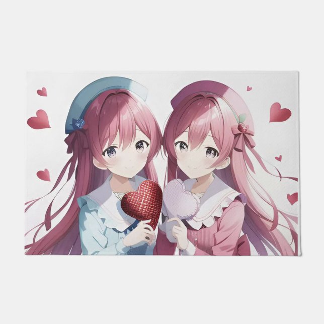 Paillasson Anime coeur Saint Valentin (Devant)