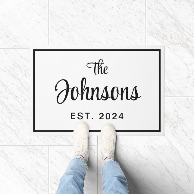 Paillasson Année Élégante De La Famille Noire Et Blanc Établi (Intérieur)