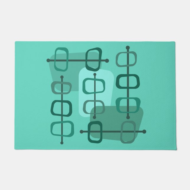 Paillasson Années 1950 Abstrait Art Hollow Rocks Turquoise (Devant)