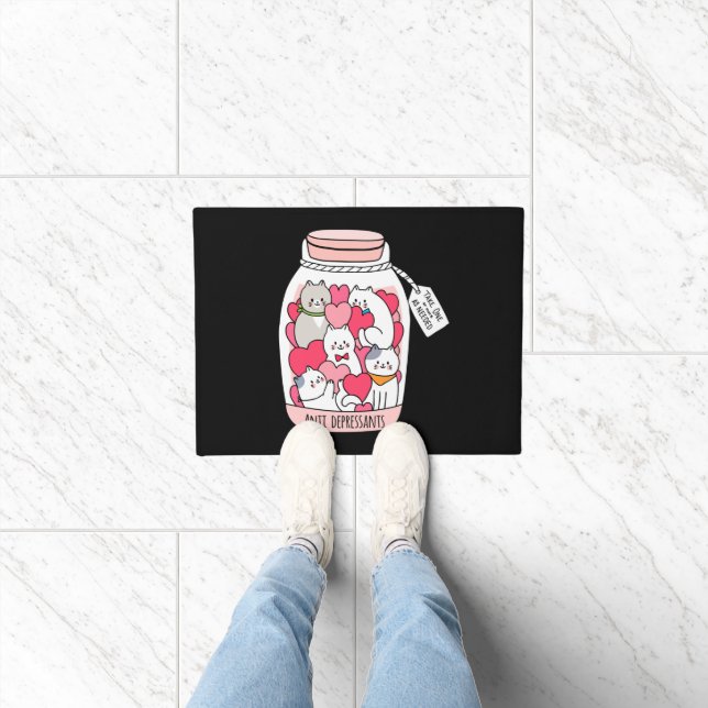 Paillasson Antidépresseur de chat Drôle cadeau Amoureux des c (Intérieur)