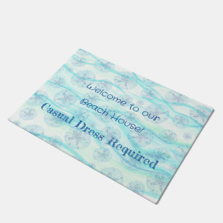 Paillasson Aqua-turquoise de sable bleu dollar d'aquarelle su