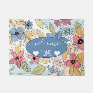 Paillasson Aquarelle couleur terre Floral Art Feuille