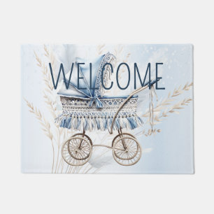 Paillasson Aquarelle Cute Classic Poussette Bleu Floral