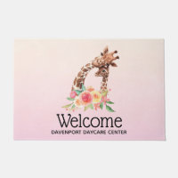 Aquarelle Cute Giraffe Maman & Baby Welcome