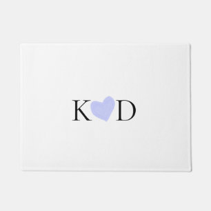 Paillasson Aquarelle de coeur violet pastel nom lettre du cou