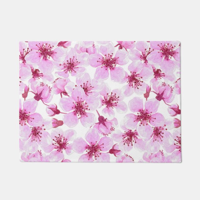 Paillasson Aquarelle en fleurs de cerisier (Devant)