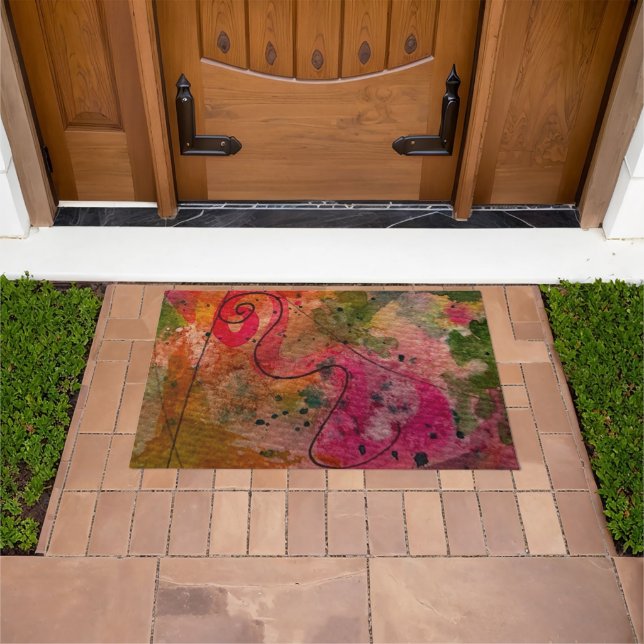 Paillasson Aquarelle Et Encre Abstraite Jolie Peinture Art (De plein air)