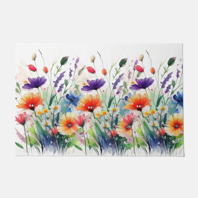 Paillasson Aquarelle Florals Fleur sauvage tendance (Devant)