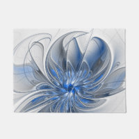 Aquarelle gris bleu Abstrait Fractal Art Flower