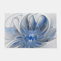 Aquarelle gris bleu Abstrait Fractal Art Flower