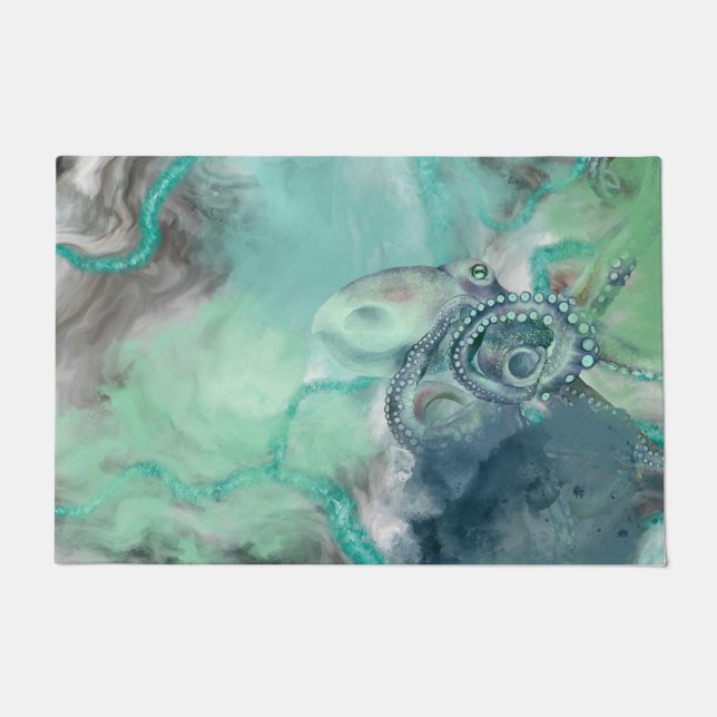 Paillasson Aquarelle marine Aqua Ocean Octopus (Devant)