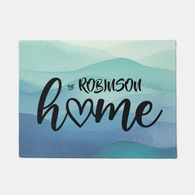 Paillasson Aquarelle Marine Bleu Turquois Couché Accueil Pers (Devant)