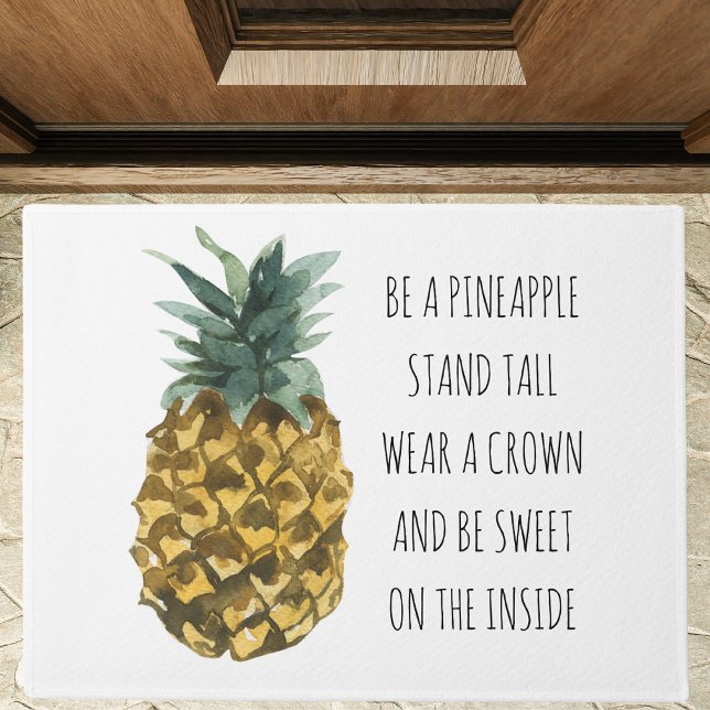 Paillasson Aquarelle moderne ananas et citation amusante posi (Créateur téléchargé)
