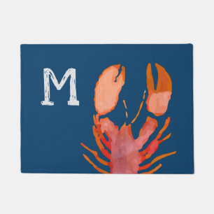 Paillasson Aquarelle Monogramme de homard Nautique