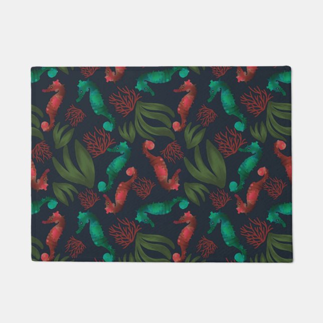 Paillasson Aquarelle Motif bleu marine (Devant)