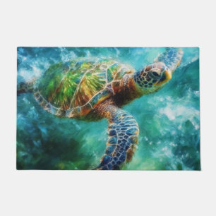 Paillasson Aquarelle Natation Tortue de mer