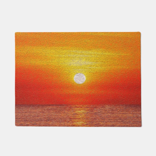 Paillasson Aquarelle Océan Sunset Summer Beach Waves (Devant)