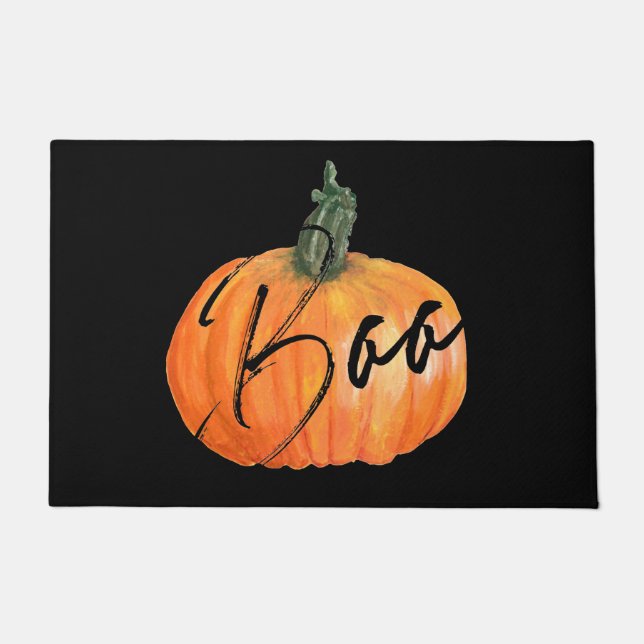 Paillasson Aquarelle Orange Boo Citrouille Black Cute Hallowe (Devant)