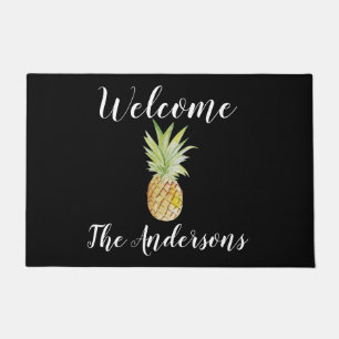 Paillasson Aquarelle personnalisée en ananas bleu Welcome Doo