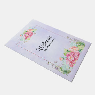 Paillasson Aquarelle rose moderne Cadre Floral Accueil