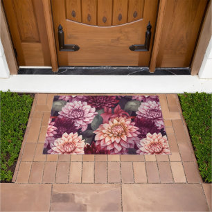 Paillasson Aquarelle Rouge rose Dahlia Motif Design