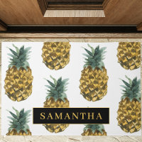 Aquarelle tropicale Motif ananas avec nom